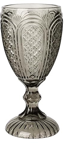 Glass Goblet Coloured Embossed Home Decor Wine Water Wedding Table Settings Drinking Glasses Tumbler (Smoked)