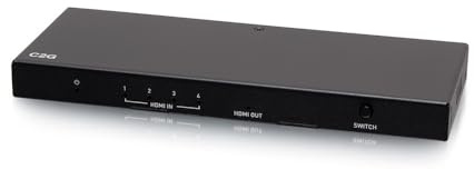 C2G 4-portars HDMI-omkopplare – 4K 60Hz – perfekt för att växla mellan Blu-ray-spelare, spelkonsoler, digital kabel eller satellitlådor och A/V-mottagare