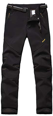 HYSENM Pantalon de Homme Polaire Randonnée Travail Hiver Pantalon Imperméable Homme Thermique Ski Trekking Chaud, Noir XXL