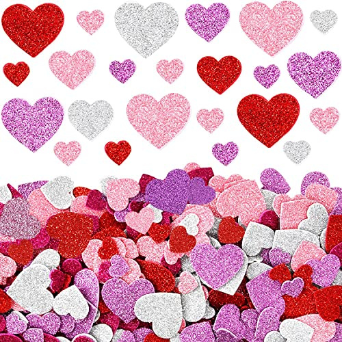DONGDA 300Pcs Pegatinas Corazón de Espuma Autoadhesiva Pegatina para Niños Brillo Pegatinas Decorativas para Álbumes de Recortes Arte DIY