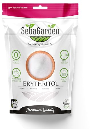 Seba Garden 100% Erythritol Sweetener 1kg (2.2 lb), Natural Granulated Zero Calori Sugar Replacement, Keto Friendly Non GMO