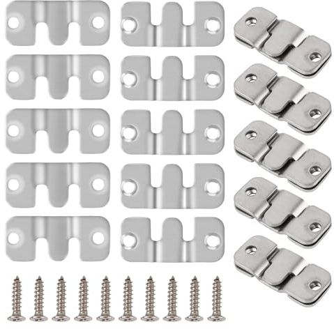 ZYDYRX 20 Pcs Connecteur Cadre Photo Dissimulé Connecteur Meubles Supports Montage Encastrés Connecteur Suspension Murale Avec 40 Vis Pour Meubles Cadres Photos Montage Tableaux