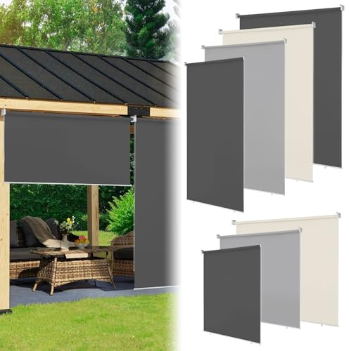 ISOISL Senkrechtmarkise 180×240CM Vertikalmarkise Außenrollo Sonnenschutzrollo Sichtschutz Beschattung UV Schutz für Balkon, Terrasse, Gartencm, Anthrazit