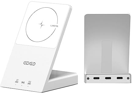 LIMETA MD100 3 in 1 Wireless Charging Station,2 Ports USB C Charger Support Output MAX 45W with 15W wireless charging, Magnetic Safety Charger Phone Standfor fast charging compatible with iPhone, iPad