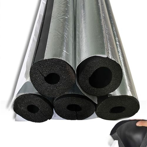 Isolante de Tuyau D'aluminium Anti-Gel Et Calorifuge, 16-60mm ID Tubes en Mousse D'isolation de Tuyau, Manchon D'isolation pour Tube Climatisation, Manchon Chaleur Préservation Auto-adhésif(ID 16 mm（5