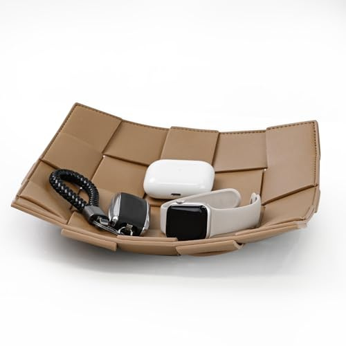 Vassoio in pelle PU portachiavi ciotola per uomini e donne tavolo da ingresso comodino portaoggetti vassoio organizer per portafogli, chiavi, gioielli, monete, caffè, 24,9 cm di lunghezza x 24,9 cm di