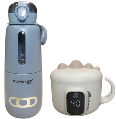 Popetes Kids - Kit de Calentamiento Portátil TRAVEL | Calienta Biberones y Alimentos Inalámbrico | Perfecto para Viajes y Salidas | Seguridad y Comodidad para tu Bebé (Azul)