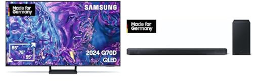 Samsung QLED Q70D 75 Inch, Fernseher TV with Quantum Prozessor 4K, HW-Q610GC 3.1.-Kanal Q-Soundbar, Dolby Atmos, Q-Symphony