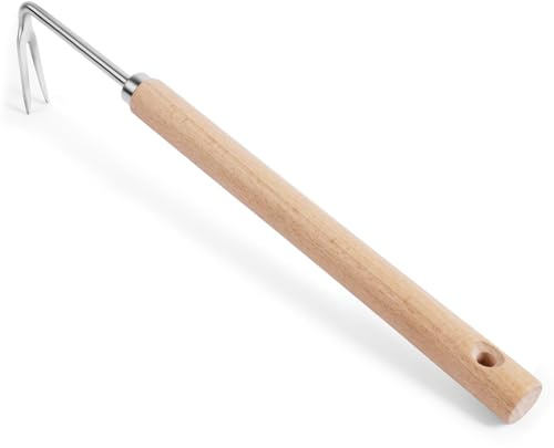 OFFCUP Ogräsdragare i rostfritt stål, manuell ogräsrensare med V-formad krok, ogräsborttagningsverktyg för gräsmatta, terrasser och gårdar (lång handtag)