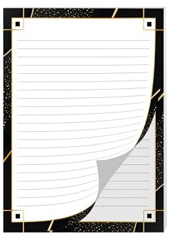 Briefpapier A4 mit Motiv Schwarz-Gold – 25 Blatt – Edler Briefblock für Erwachsene – Stilvoll & Elegant – Schreibpapier mit Linien – Geschenkidee für Briefe & Notizen