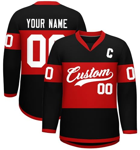 Personalized Hockey Jersey Custom Team Name Number Logo Sports Hockey Long Sleeve Shirt for Men Women Boys Girls