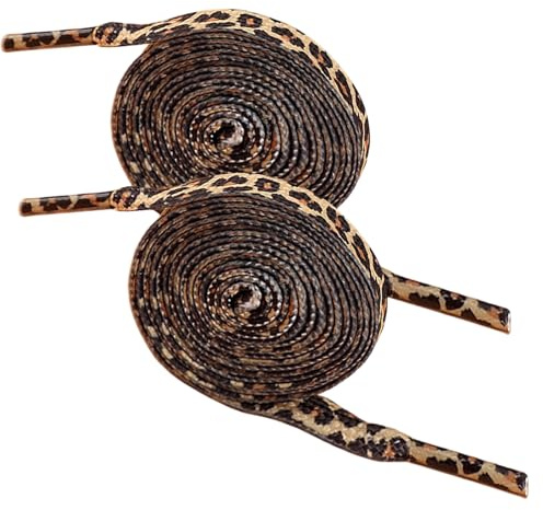 XDGBGFN 2 par leopardmönster platta skosnören leopard shoelaces slitstarka ersättning skosnören beige leopard snörning för löparskor sportskor för kvinnor och män