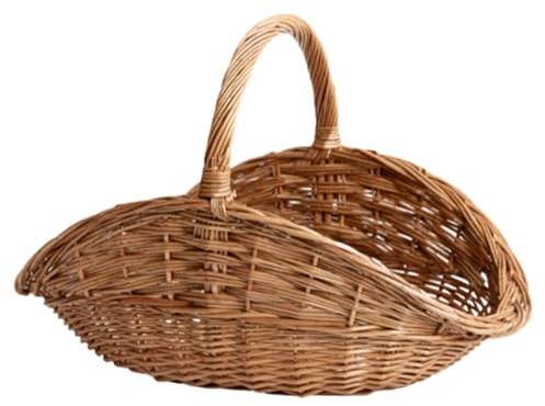 Fruktkorg - 37 x 23 x 6 cm Oval flätad förvaringskorg - Med Handtag, Naturlig Köksvidekorg - För Färskvaror, Mat, Grönsaker, Blommor, Servering, Plockning, Insamling, Färskvaror, Mat,