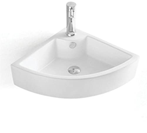 Badrumshandfat Vitt Litet Väggmonterat Hörnhandfat ?Triangel Porslin Keramik Väggmonterat Mini Kommod Avstånd Badrumshandfat Skålar Vessel Dishbow, En Storlek