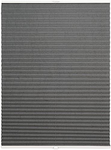 ondeco Plissee auf Maß Crushed-Optik für alle Fenster innen, Montage in Glasleiste mit Spannschuh, Sonnenschutz-Rollo lichtschutz und Blickdicht Grau B: 41-50 cm, H: 40-100 cm