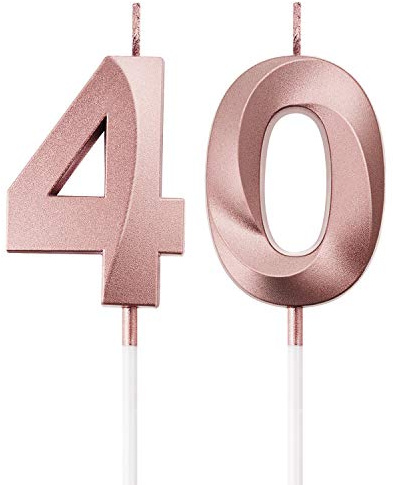 Velas de Cumpleaños 40 Velas de Numeros de Pastel Topper Decoración de Pastel de Feliz Cumpleaños para Fiesta de Cumpleaños Boda Aniversario Celebración (Oro Rosa)