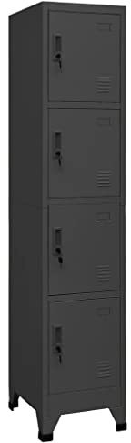 vidaXL Armoire à Casiers Classeur Meuble de Rangement d'Equipements de Sport Produits de Nettoyage Intérieur Bureau Anthracite 38x45x180 cm Acier