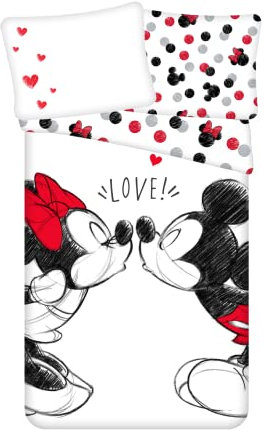 Disney Minnie Mouse in Love Partner Bed Linen Pillow Duvet Mickey for 135/140 x 200 cm