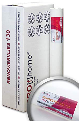 Profhome 399-130-6-AP Öko Renoviervlies 130 g Malervlies glattes Vlies rissüberbrückende nachhaltig umweltbewusst Vliestapete weiß 112,50 qm 1 Kart. 6 Rollen FSC® MIX Nr. TSUD-COC-001718-KR