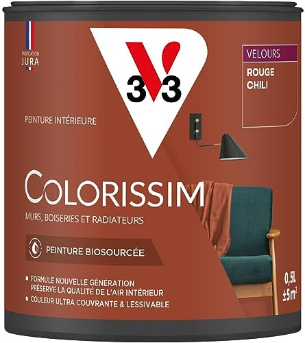 V33 Peinture multi-supports Colorissim® Rouge chili Velours 0,5L