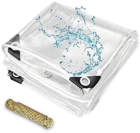 5' x 7' Clear Vinyl Tarp, PVC 14 Mil Tarpaulin, Clear Tarps with Grommets, Duty Heavy Tear Resistant Cover for Camping, Plants Greenhouse, Cars, Patio and Pavilion