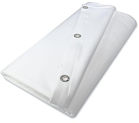 MoltonMarkt B1 Bühnenmolton konfektioniert mit 16er Ösen | 300g/m2| 100% Baumwolle |Blickdichter Verdunkelungsvorhang, ideal für Film, Foto, Theater & Event – Weiß