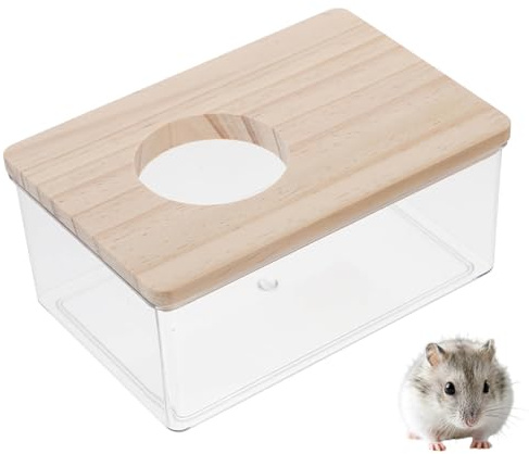 POPETPOP Acrylic Bathtub Sand Bath Container for Hamsters Small Animals Transparent Rectangle Sand Bath Box for Chinchilla Gerbil Mice Hedgehog Habitat
