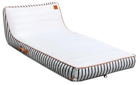 Big Joe Lux Chaise Premium Inflatable Pool Float, Black and White Cape Stripe, Premier Mesh, Durable UV Protected Polyester Blend