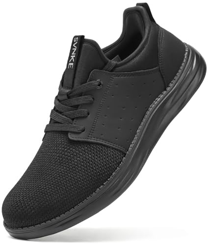 SVNKE Hombre Hands Free Slip On Zapatillas Hombre Zapatos Sneakers Casual Deportivas Caminar Correr Deportivas Gimnasio Moda cómodo Viajar clásicos de Negocio Todo Negro 42