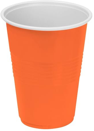 Algon | Set De Vasos Color Naranja 250cc 25 Unidades - Set Vasos Plástico Resistente Y Reutilizable Diseño Moderno Y Elegante Ideal Para Fiestas Y Eventos