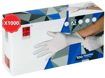 Mundo Home Guantes de Vinilo Desechables para Higiene y Protección - Guantes Vinilo Sin Polvo para Uso Médico y Cocina - Guantes Desechables Resistentes para Limpieza y Manipular Alimentos (1000, S)