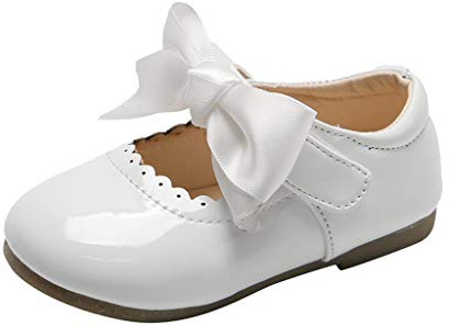 Baby Girls First Walking Shoes Infant Ballerina Anti-Slip Ribbon Bow Princess Prewalker Shoes White