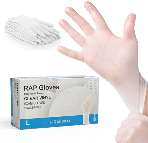Clear Vinyl Disposable Gloves Large Pack of 100 Food Safe Latex Free Exam