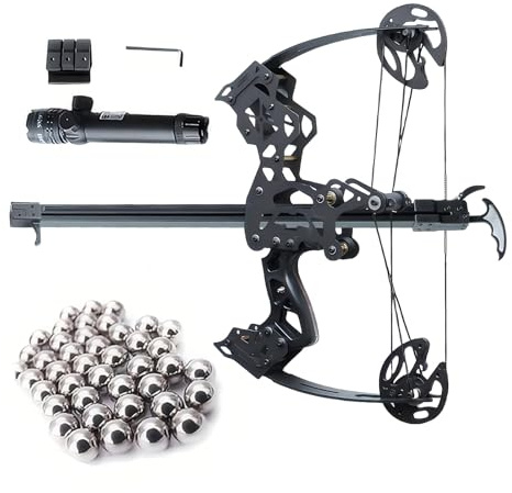 HGXYRZZ 45lb Right Handed Compound Bow for Adults with Ball Bearings & Composite Pulley System, 100pcs 8mm Steel Beads Included (No Battery)