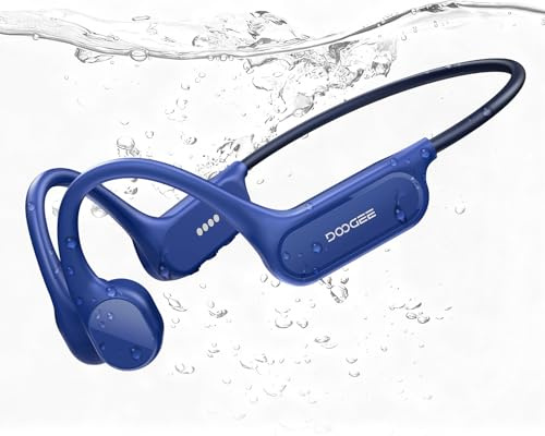 Luzglo Cuffie a Conduzione Ossea,10 Ore di Autonomia,IP68 Cuffie Sport Running Inalámbrico Bluetooth 5.4 con Auricolari Aperti e Doppia Modalità MP3 da 32GB per Ciclismo, Nuoto Sott'acqua, Fitness,Blu