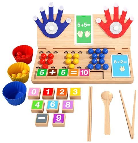ZHVoyage Giochi Montessori 3 4 5 6 Anni, Giochi Educativi in Legno per Imparare a Contare e Numeri, Gioco di Matematica con Tabelline e Motricità Fine, Regalo Bambini Scuola Primaria