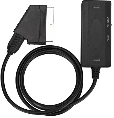 Erchineko Convertidor a SCART Full HD 720P 1080P Adaptador AV para de Monitor HDTV, Mini Convertidor de Señal AV para CRT TV STB DVD Player, con Interruptor NTSC PAL