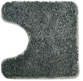 WohnDirect WC-Vorleger mit Ausschnitt 45x45 cm Grau – Badematte für Stand-WC Flauschig & rutschfest, Mikrofaser Badteppich Saugstark, Waschbar & Fußbodenheizung geeignet