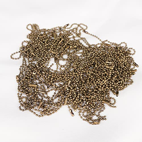Trimming Shop 10cm Metal Ball Bronze Chain Extender for Label Tags, Ball Bead Chain Connector, Jewellery Making, Keychain or Badge Holders, with Connector Clasp, 100pcs