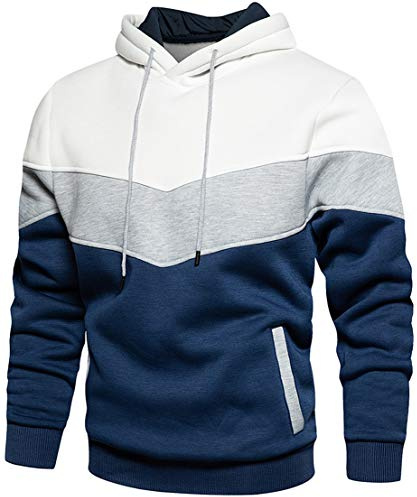 PADOLA Sweat à Capuche Homme Polaire Pull Homme Manche Longue Couleur Vives Sweat Veste mi Saison Camouflage Patschwork Hoodie Sweatshirts avec Poche Hiver et Automne Chaud (L, 0 Blanc)