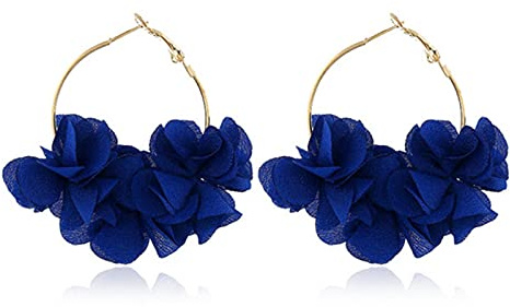 QIN Boucles d'oreilles créatives Simples de Mode pour Les Femmes avec la Conception de Fleur de Tissu Cerceau Exquis Femelle