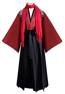 Herren Kendo Hakama Aikido Japanisches Samurai Kostüm Judo Kampfsport Uniform (rot, L)
