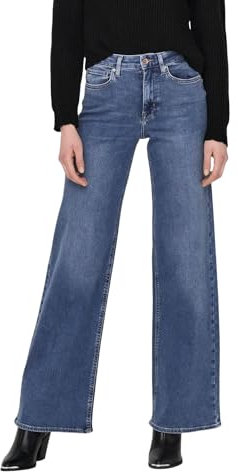 ONLY Damen ONLMADISON Blush HW Wide DNM CRO372 NOOS, Medium Blue Denim, L / 30L EU