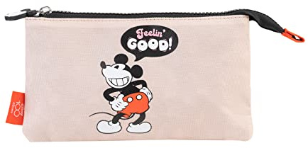 Grupo Erik - Trousse Scolaire Disney, Mickey | Trousse 3 Compartiments | 21 x 12 x 4 cm