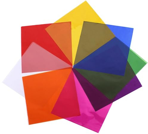 Colored Cellophane Sheets 160pcs, 7.5x7.5 Inch Coloured Cellophane Sheet Cello Wrap Transparency Film for DIY Arts Crafts Candy Packaging