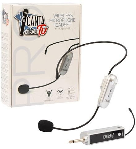 CANTA TU KARAOKE Microphone Serre-tête, Microphone sans Fil pour karaoké sans Fil avec récepteur, idéal pour Les balles, 10 m de Couverture, Compatible avec chanta tu 2022 et chanta tu Pro 2023,