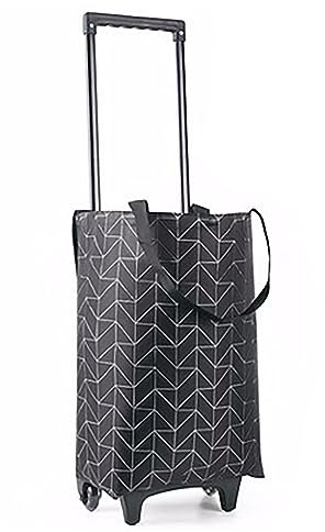 Carrello Portaspesa, Borse Spesa Per Carrello, Carrello Portatile Pieghevole Con Custodia Per Ruote (Color : Black)