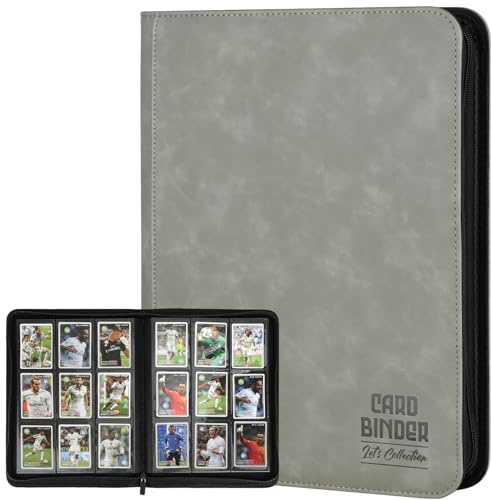 Trading Card Binder, Premium 9 Pocket Double Sided 540 Pocket PU Card Collection Binder, Collectible Trading Card Albums for MTG, TCG, Sport Card, Game Cards (Gray)