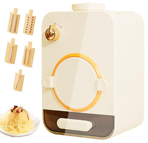 Rallador Multifuncional para El Hogar, Picadores De Verduras Eléctricos con 5 Cuchillas Intercambiables, 120 Mm De Gran Diámetro, Cortador De Verduras con Tambor De Potencia De 50 W para Cebolla