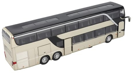Elektrisk 1:32 Legerad Dubbeldäckare Bussmodell Leksak med Lätt Musik för Barn Presentmusikfunktioner Som Lägger Till en Av Till Lampor och Skapar (Guld)